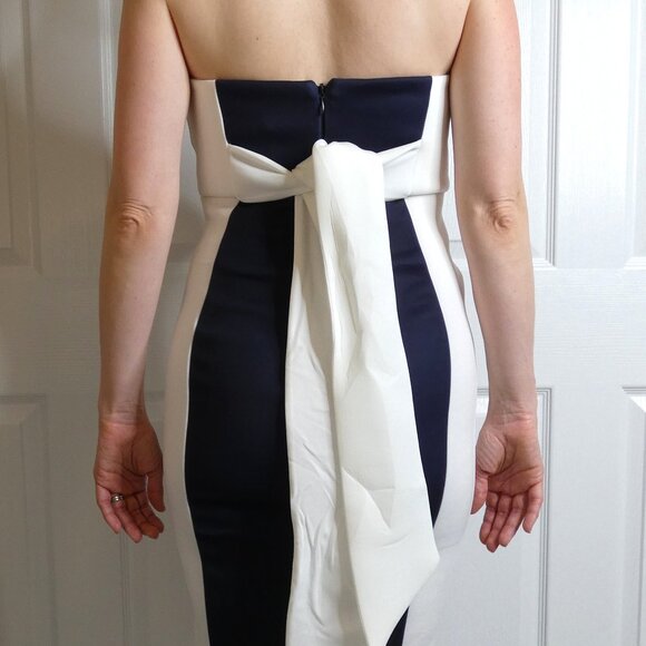 asos Prom Dress Womens 4 Black White Strapless Stretchy Silhouette Bombshell NWT - Picture 5 of 12